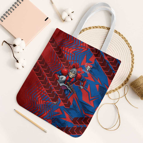 Newcastle Knights Rugby Tote Bag Fierce Mascot Geometric Tribal Art