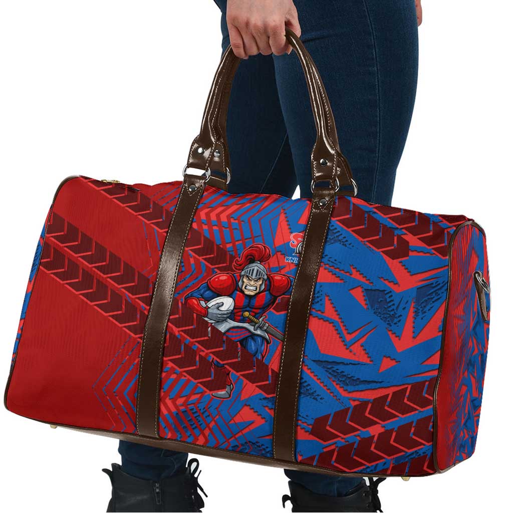 Newcastle Knights Rugby Travel Bag Fierce Mascot Geometric Tribal Art