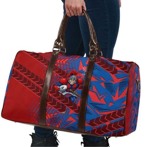 Newcastle Knights Rugby Travel Bag Fierce Mascot Geometric Tribal Art