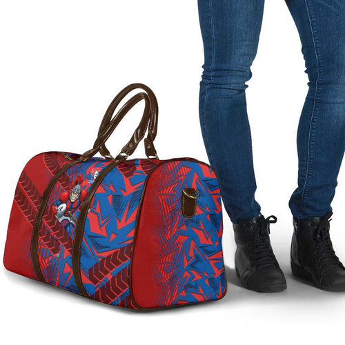 Newcastle Knights Rugby Travel Bag Fierce Mascot Geometric Tribal Art