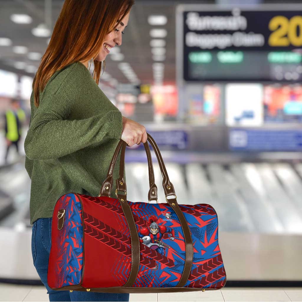 Newcastle Knights Rugby Travel Bag Fierce Mascot Geometric Tribal Art