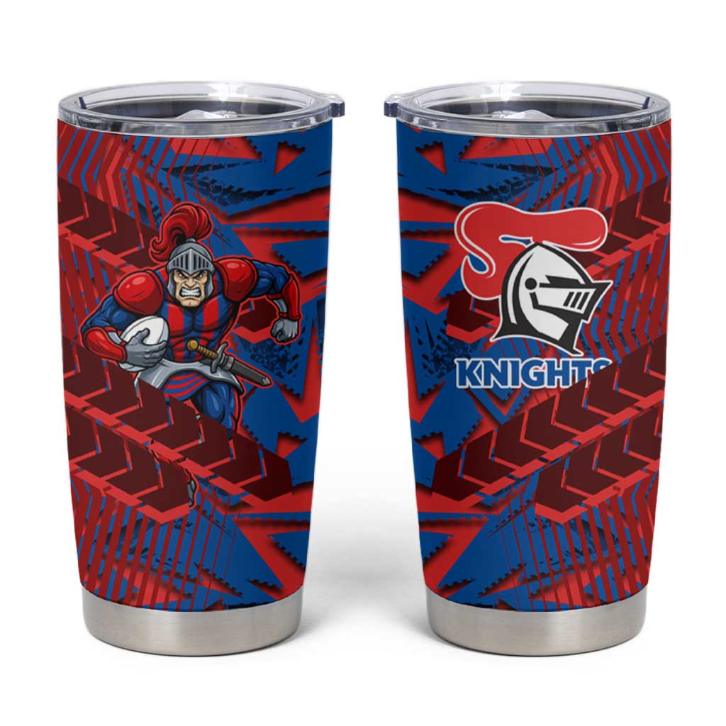 Newcastle Knights Rugby Tumbler Cup Fierce Mascot Geometric Tribal Art