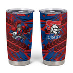Newcastle Knights Rugby Tumbler Cup Fierce Mascot Geometric Tribal Art