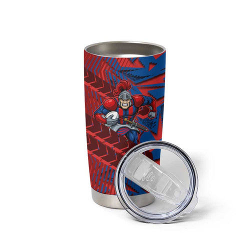 Newcastle Knights Rugby Tumbler Cup Fierce Mascot Geometric Tribal Art