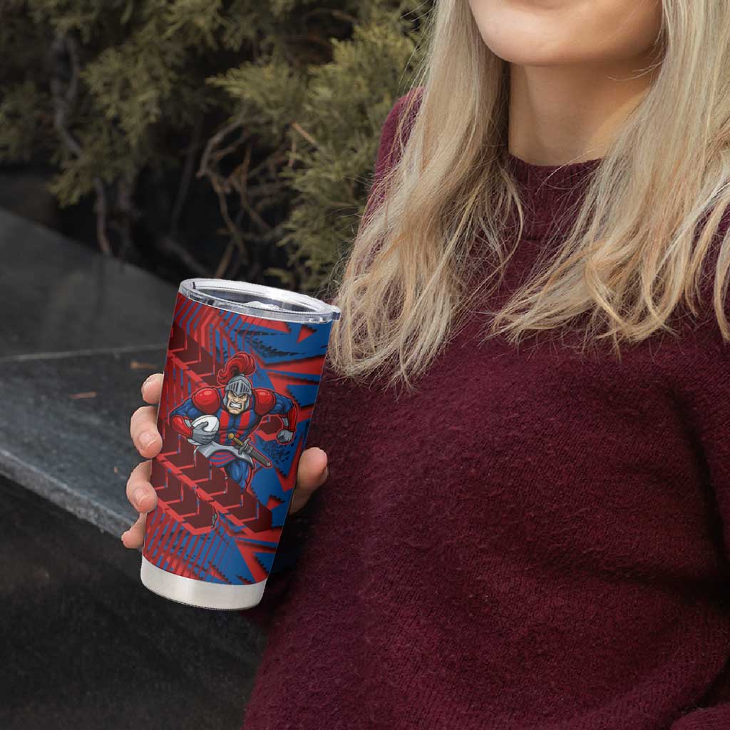 Newcastle Knights Rugby Tumbler Cup Fierce Mascot Geometric Tribal Art