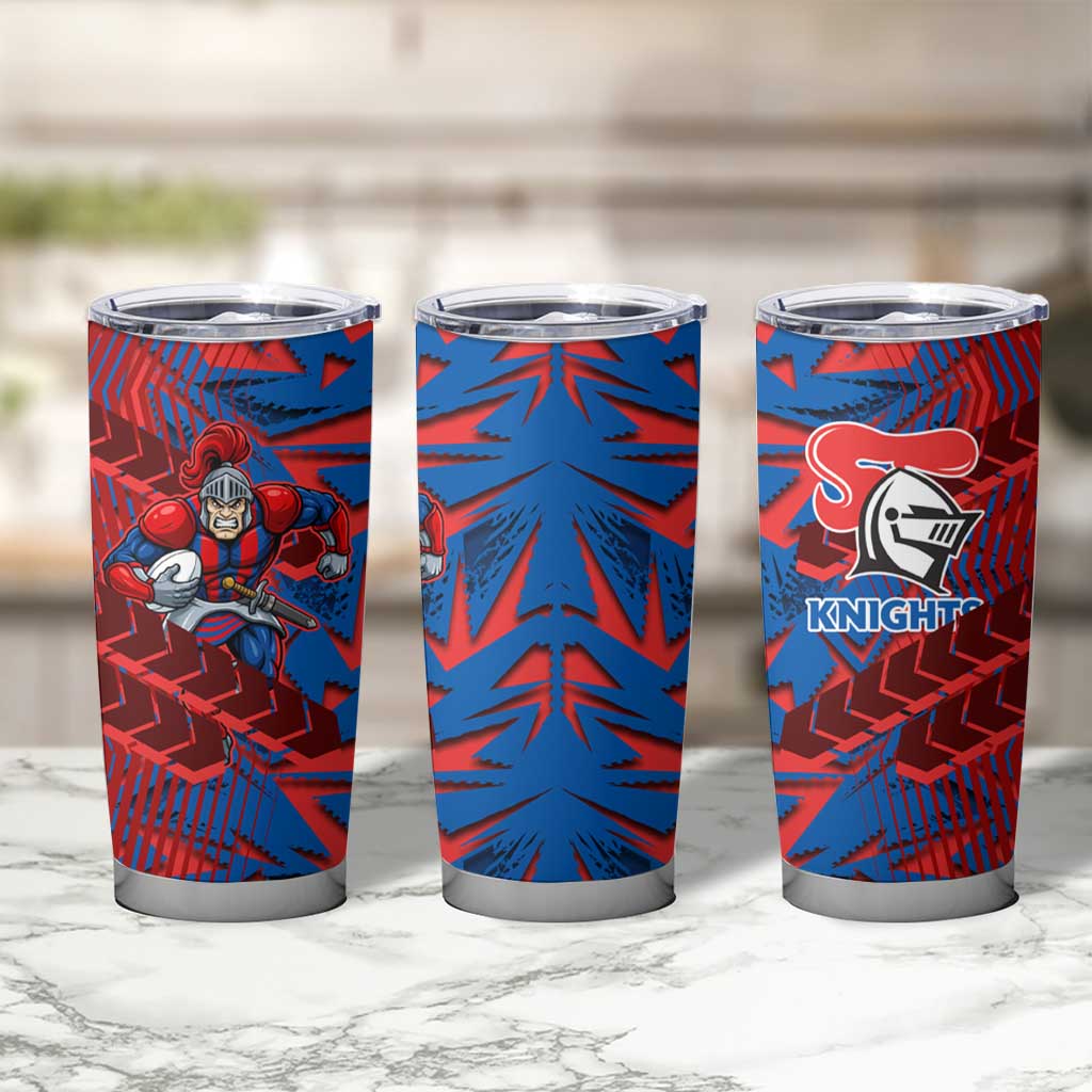 Newcastle Knights Rugby Tumbler Cup Fierce Mascot Geometric Tribal Art