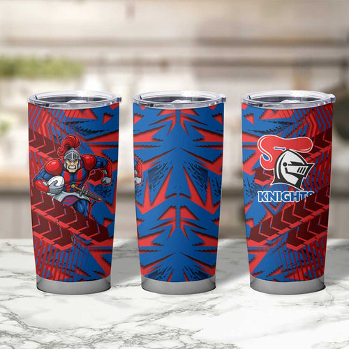 Newcastle Knights Rugby Tumbler Cup Fierce Mascot Geometric Tribal Art