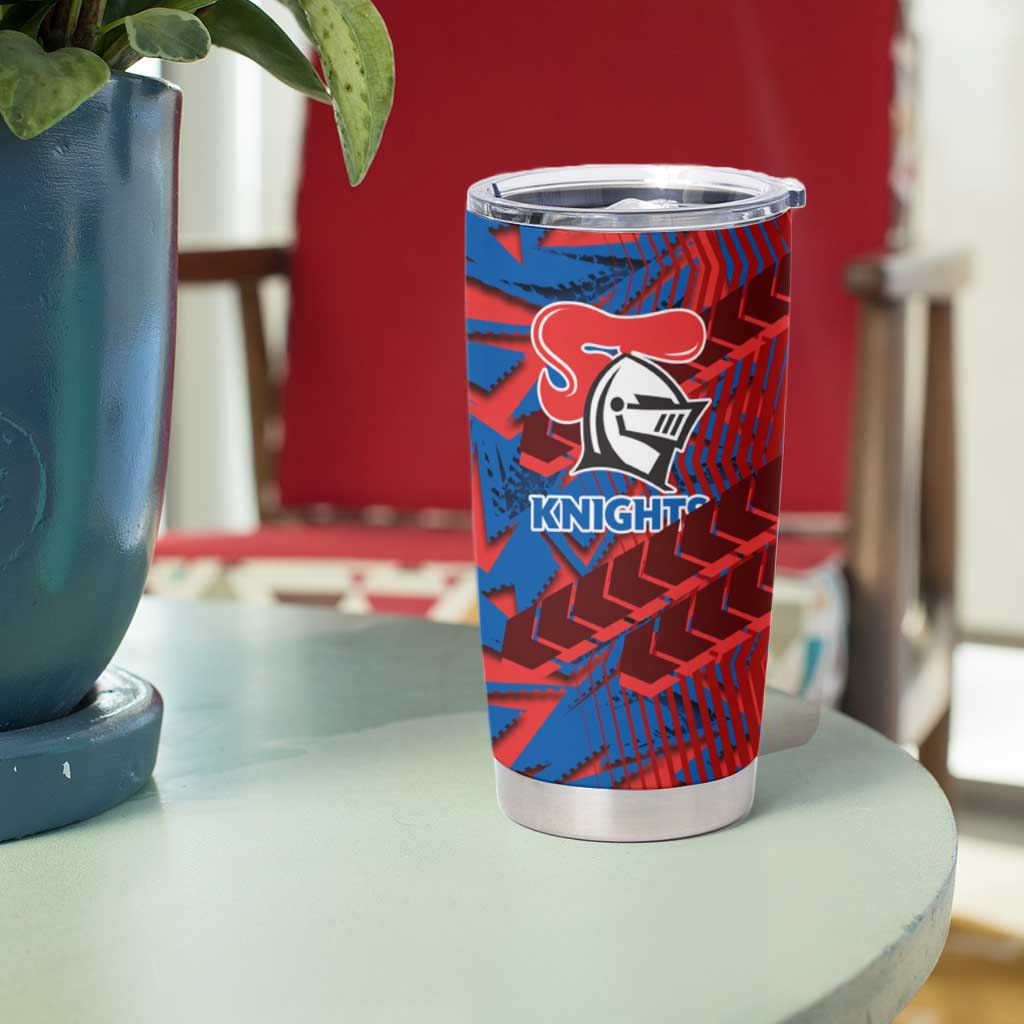 Newcastle Knights Rugby Tumbler Cup Fierce Mascot Geometric Tribal Art