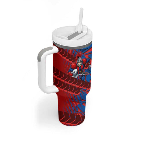 Newcastle Knights Rugby Tumbler With Handle Fierce Mascot Geometric Tribal Art