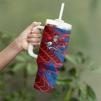 Newcastle Knights Rugby Tumbler With Handle Fierce Mascot Geometric Tribal Art