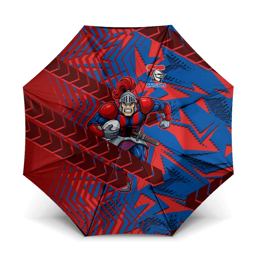 Newcastle Knights Rugby Umbrella Fierce Mascot Geometric Tribal Art