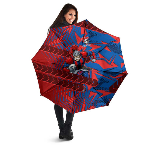 Newcastle Knights Rugby Umbrella Fierce Mascot Geometric Tribal Art