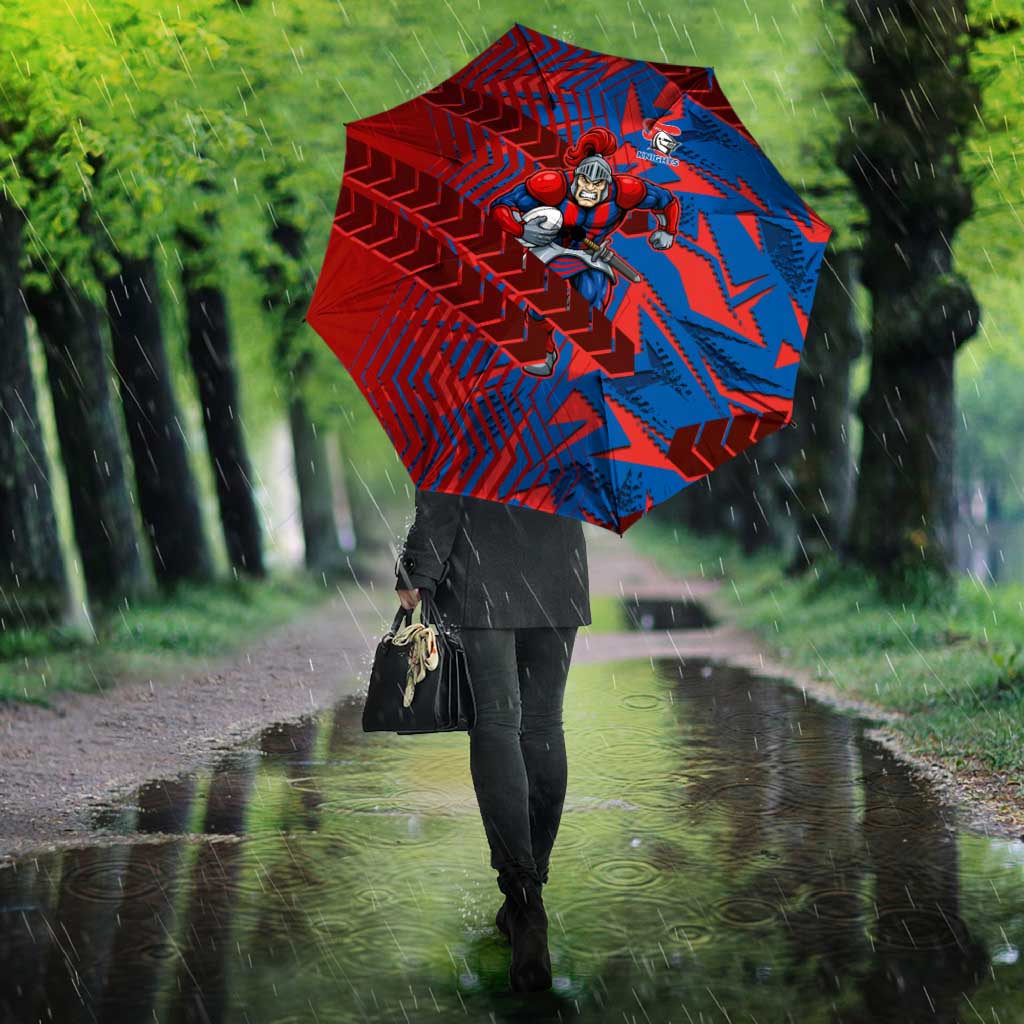 Newcastle Knights Rugby Umbrella Fierce Mascot Geometric Tribal Art