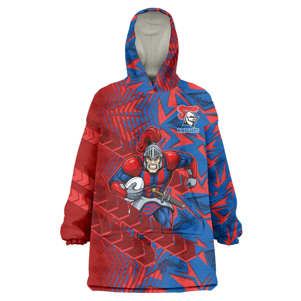 Newcastle Knights Rugby Wearable Blanket Hoodie Fierce Mascot Geometric Tribal Art