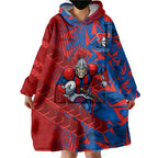 Newcastle Knights Rugby Wearable Blanket Hoodie Fierce Mascot Geometric Tribal Art