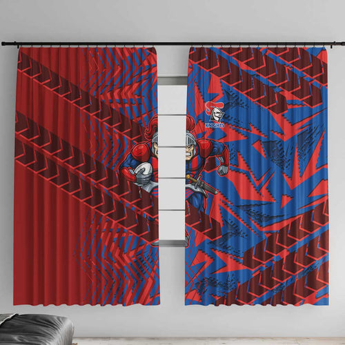 Newcastle Knights Rugby Window Curtain Fierce Mascot Geometric Tribal Art