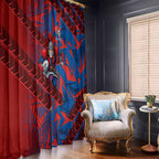 Newcastle Knights Rugby Window Curtain Fierce Mascot Geometric Tribal Art
