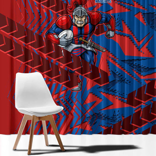 Newcastle Knights Rugby Window Curtain Fierce Mascot Geometric Tribal Art