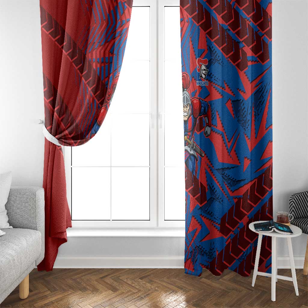 Newcastle Knights Rugby Window Curtain Fierce Mascot Geometric Tribal Art