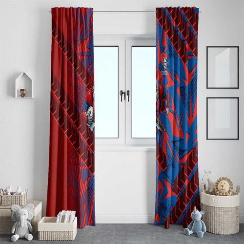 Newcastle Knights Rugby Window Curtain Fierce Mascot Geometric Tribal Art