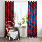 Newcastle Knights Rugby Window Curtain Fierce Mascot Geometric Tribal Art