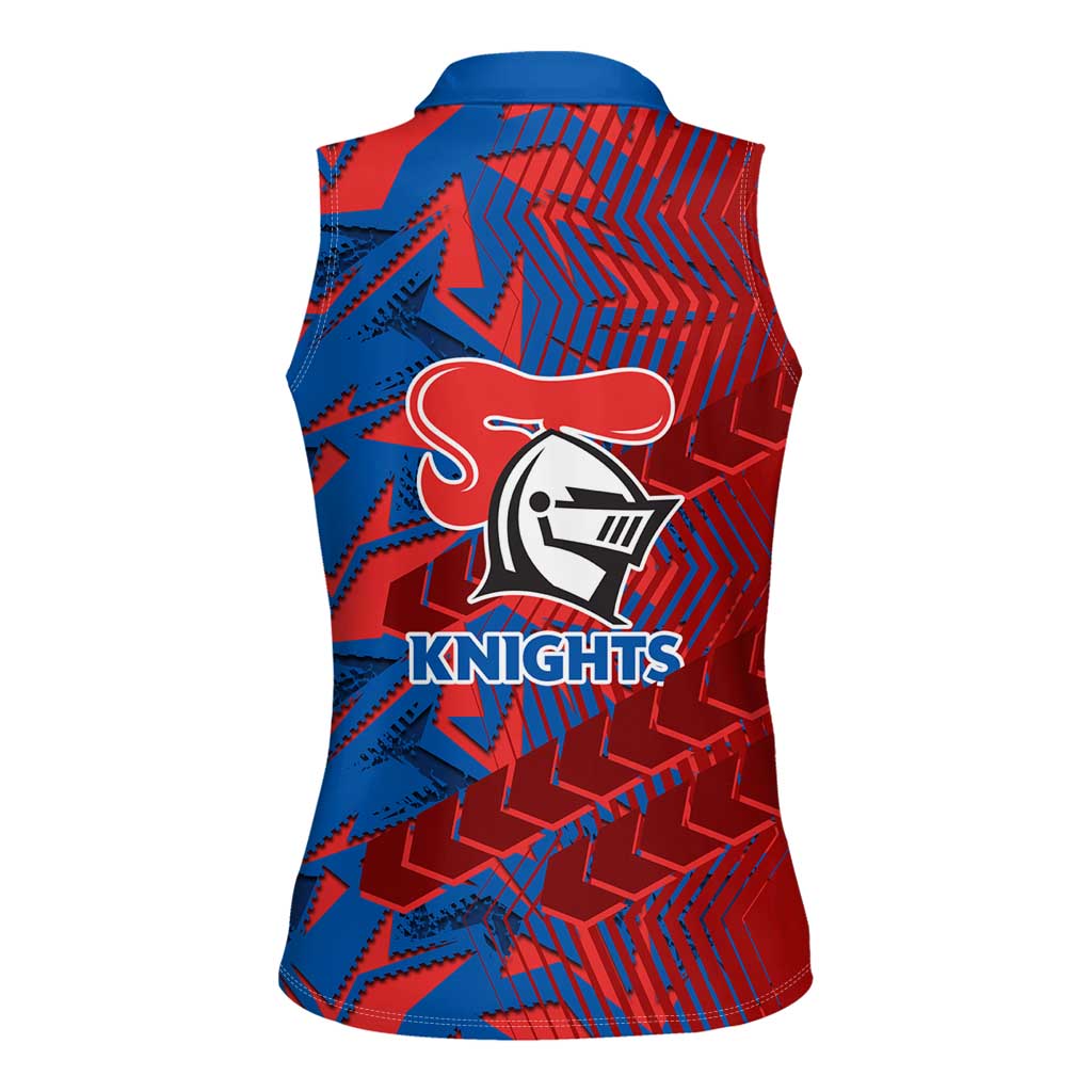 Newcastle Knights Rugby Women Sleeveless Polo Shirt Fierce Mascot Geometric Tribal Art