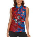 Newcastle Knights Rugby Women Sleeveless Polo Shirt Fierce Mascot Geometric Tribal Art