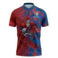 Newcastle Knights Rugby Zipper Polo Shirt Fierce Mascot Geometric Tribal Art