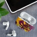 Brisbane Broncos AirPods Case Golden Wattle Floral Polynesian - Australian Flower - Rugby Mascot