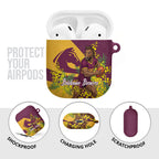 Brisbane Broncos AirPods Case Golden Wattle Floral Polynesian - Australian Flower - Rugby Mascot