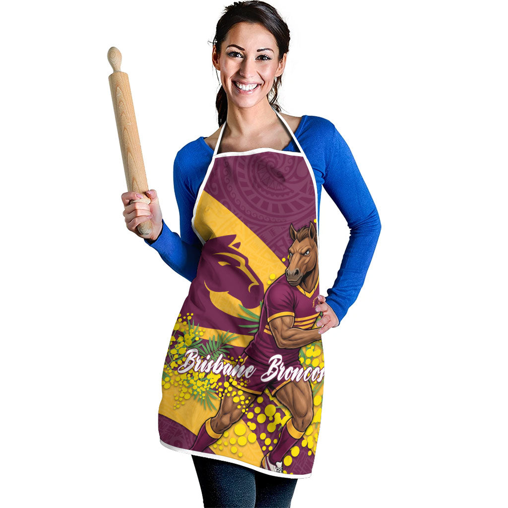 Brisbane Broncos Apron Golden Wattle Floral Polynesian - Australian Flower - Rugby Mascot