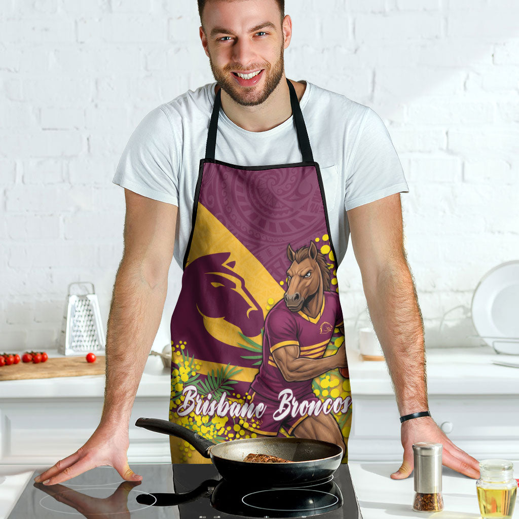Brisbane Broncos Apron Golden Wattle Floral Polynesian - Australian Flower - Rugby Mascot