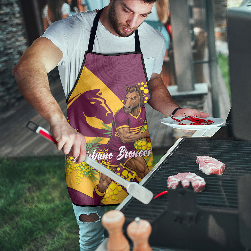 Brisbane Broncos Apron Golden Wattle Floral Polynesian - Australian Flower - Rugby Mascot