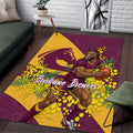 Brisbane Broncos Area Rug Golden Wattle Floral Polynesian - Australian Flower - Rugby Mascot