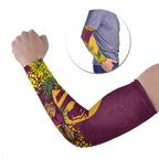 Brisbane Broncos Arm Sleeves Golden Wattle Floral Polynesian - Australian Flower - Rugby Mascot