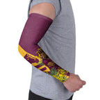 Brisbane Broncos Arm Sleeves Golden Wattle Floral Polynesian - Australian Flower - Rugby Mascot