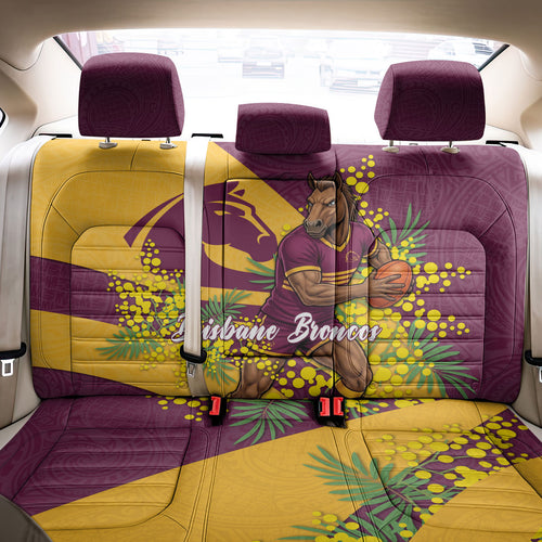 Brisbane Broncos Back Car Seat Cover Golden Wattle Floral Polynesian - Australian Flower - Rugby Mascot