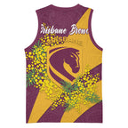 Brisbane Broncos Basketball Jersey Golden Wattle Floral Polynesian - Australian Flower - Rugby Mascot