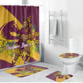 Brisbane Broncos Bathroom Set Golden Wattle Floral Polynesian - Australian Flower - Rugby Mascot