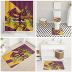 Brisbane Broncos Bathroom Set Golden Wattle Floral Polynesian - Australian Flower - Rugby Mascot