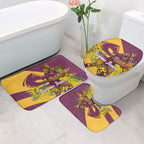 Brisbane Broncos Bathroom Set Golden Wattle Floral Polynesian - Australian Flower - Rugby Mascot