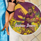 Brisbane Broncos Beach Blanket Golden Wattle Floral Polynesian - Australian Flower - Rugby Mascot