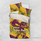 Brisbane Broncos Bedding Set Golden Wattle Floral Polynesian - Australian Flower - Rugby Mascot