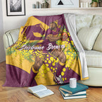 Brisbane Broncos Blanket Golden Wattle Floral Polynesian - Australian Flower - Rugby Mascot