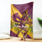 Brisbane Broncos Blanket Golden Wattle Floral Polynesian - Australian Flower - Rugby Mascot