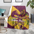 Brisbane Broncos Blanket Golden Wattle Floral Polynesian - Australian Flower - Rugby Mascot