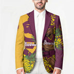 Brisbane Broncos Blazer Golden Wattle Floral Polynesian - Australian Flower - Rugby Mascot