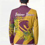 Brisbane Broncos Blazer Golden Wattle Floral Polynesian - Australian Flower - Rugby Mascot