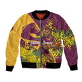 Brisbane Broncos Bomber Jacket Golden Wattle Floral Polynesian - Australian Flower - Rugby Mascot