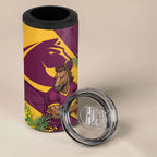 Brisbane Broncos 4 in 1 Can Cooler Tumbler Golden Wattle Floral Polynesian - Australian Flower - Rugby Mascot